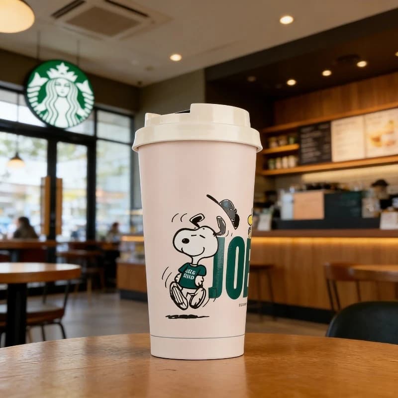 Tazza Snoopy a Doppia Parete Stile Starbucks 473ml, Tumbler da Viaggio Isolato con Coperchio Antigoccia, Regalo di Compleanno Perfetto