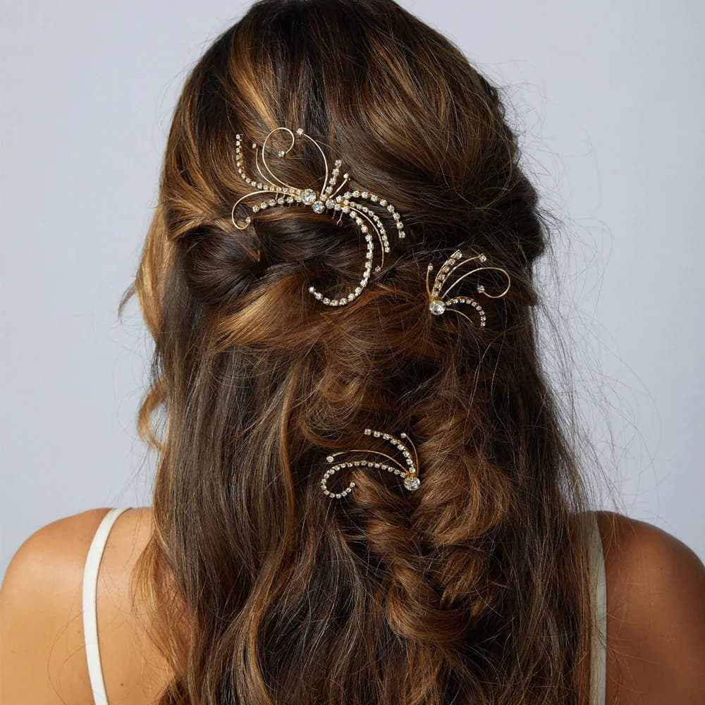 Fermaglio per capelli a forma di girasole, elegante, con perle, per sposa, matrimonio, fermaglio laterale per acconciature a coda di cavallo, accessori per feste, per donne e ragazze