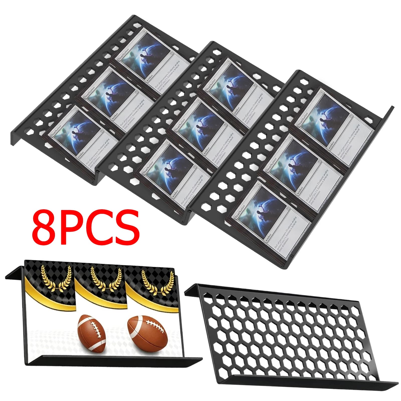 8Pcs Trading Card Display Riser Acrylic Sports Cards Organizer Holder for Home Living Room Bedroom Den Shelf Shop