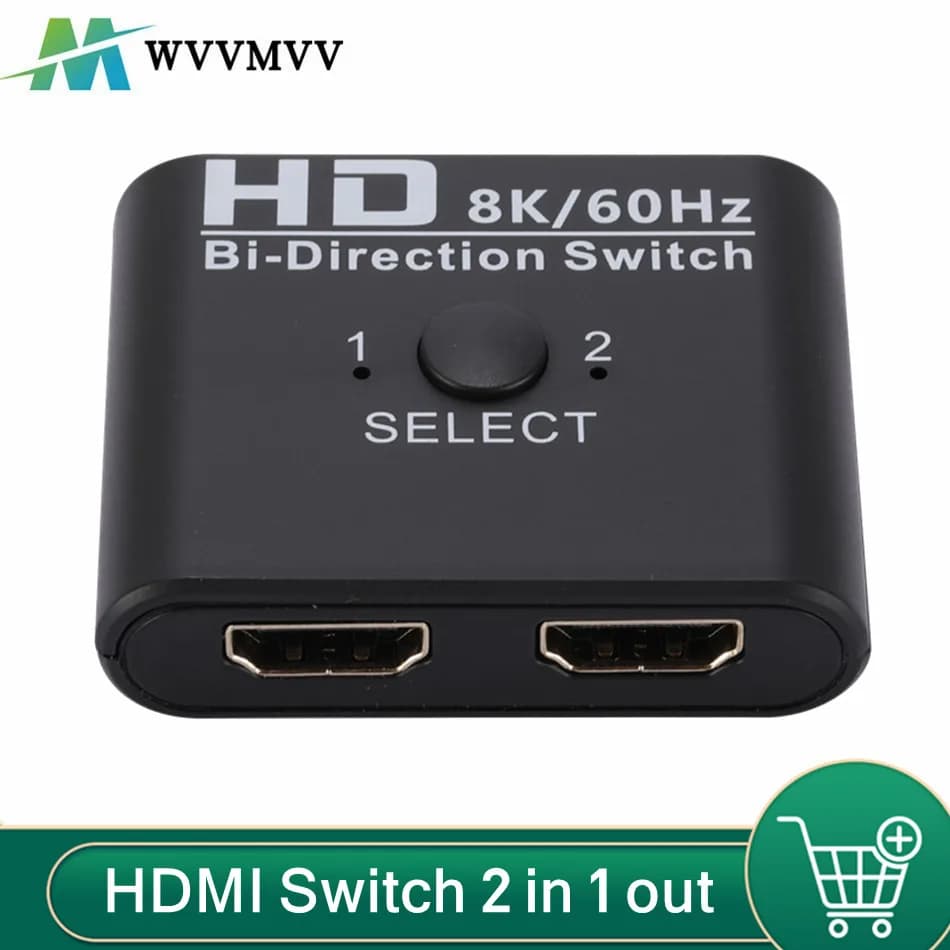 WvvMvv 8K 60Hz HDMI Switch Splitter Bi-Direction 4K 60Hz HDMI Switcher 1x2/2x1 Per PC portatile Xbox PS3/4 per monitorare il proiettore