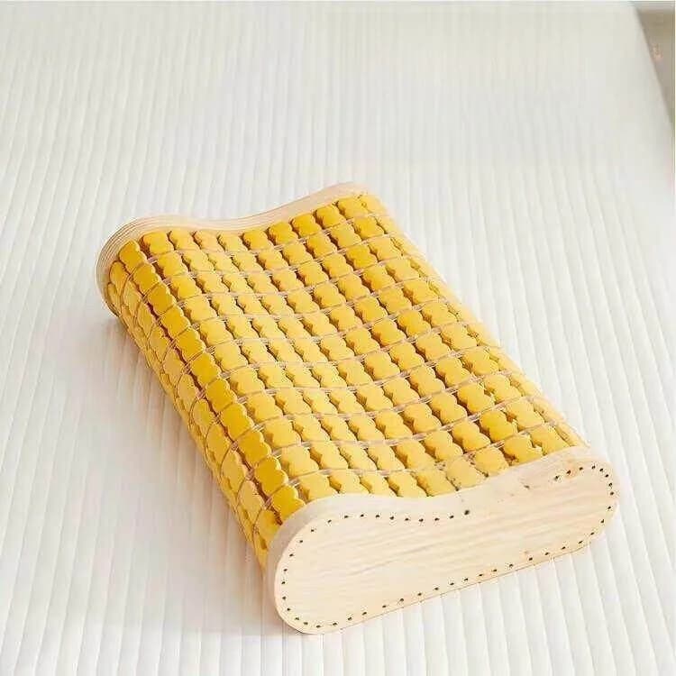 Hard Bamboo Pillow Hollow out Breathable for Steam Sauna Neck Support Adult Rectangular Single Person Chinese Style Bedding
