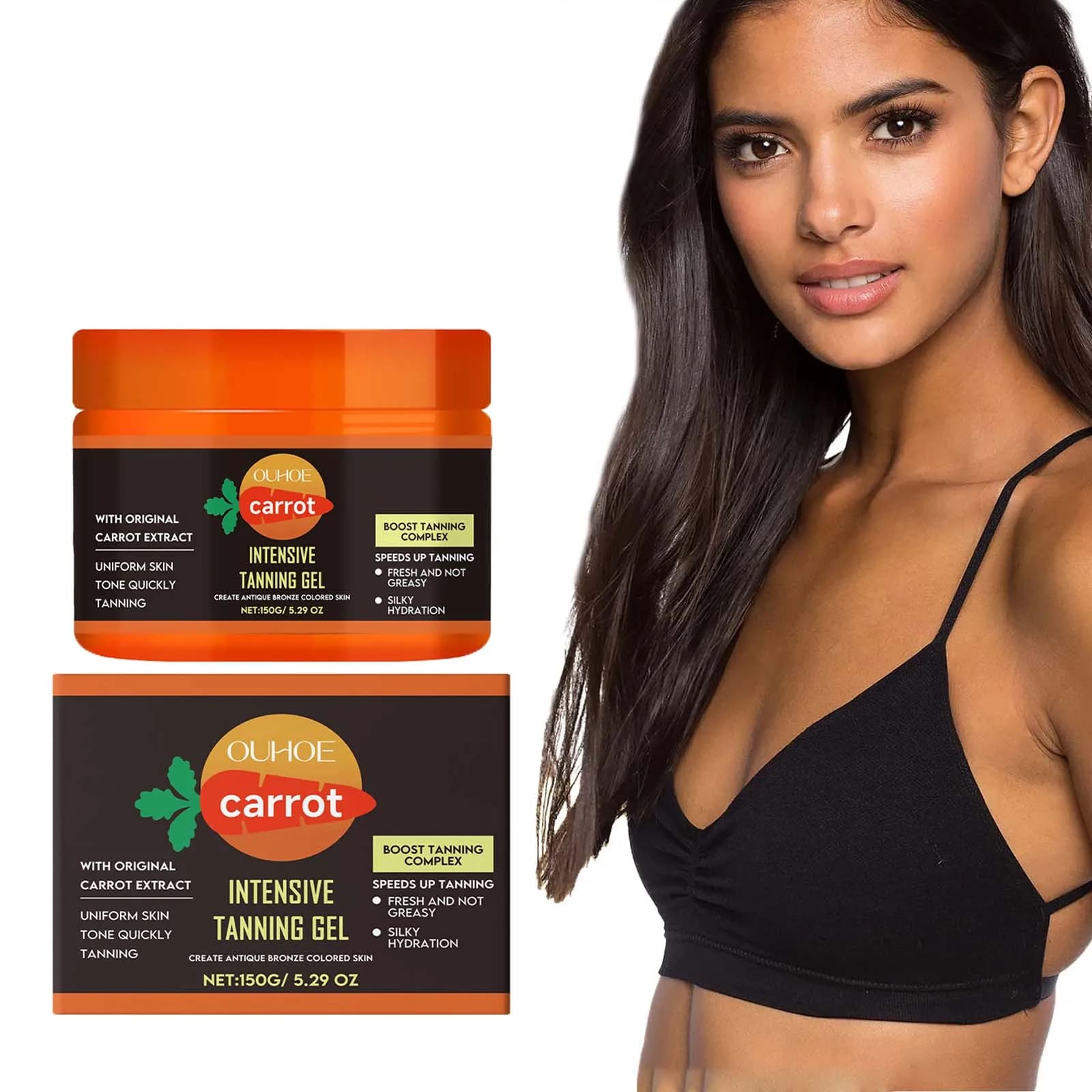 Gel abbronzante per carote Idratante Leggero Gel abbronzante ad assorbimento rapido Idratante Potenziatore naturale senza sole per viso e corpo