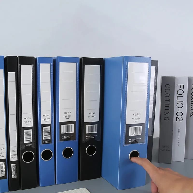 Scatola Portadocumenti A4 in Plastica con Coperchio, Organizzatore per Archivi Pieghevole Spesso 3 Pollici, Contenitore per Documenti Blu, Confezione da 1 (75mm)