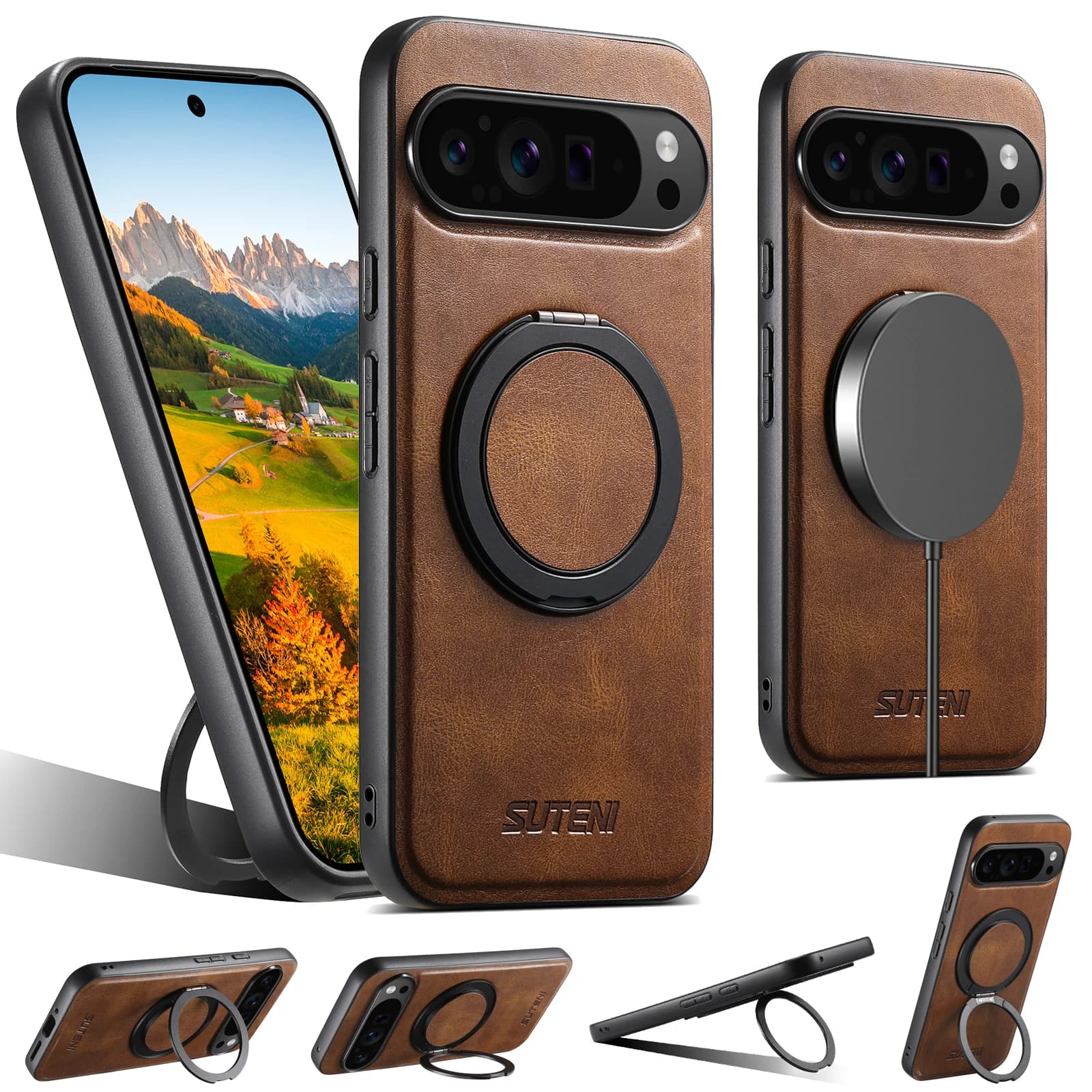 Luxury Business Oil Wax Texture Faux Leather Phone Case for Google Pixel 11 10 9 8 7 6 Pro XL 6A 7A 8A Magnetic Stand Back Cover