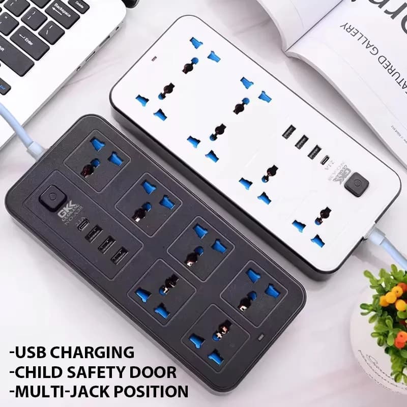Presa multipla universale per presa EU US UK Presa multipla con prolunga da 2 m Presa elettrica per ricarica porta USB CA tipo C
