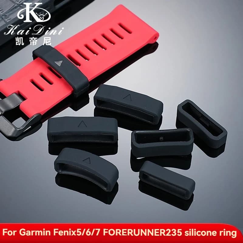 Rubber Watchband Black Strap Loop Ring Silicone Watch Bands Accessories Holder for Garmin Fenix7 7X 6X 6 5x 5 Forerunner 235