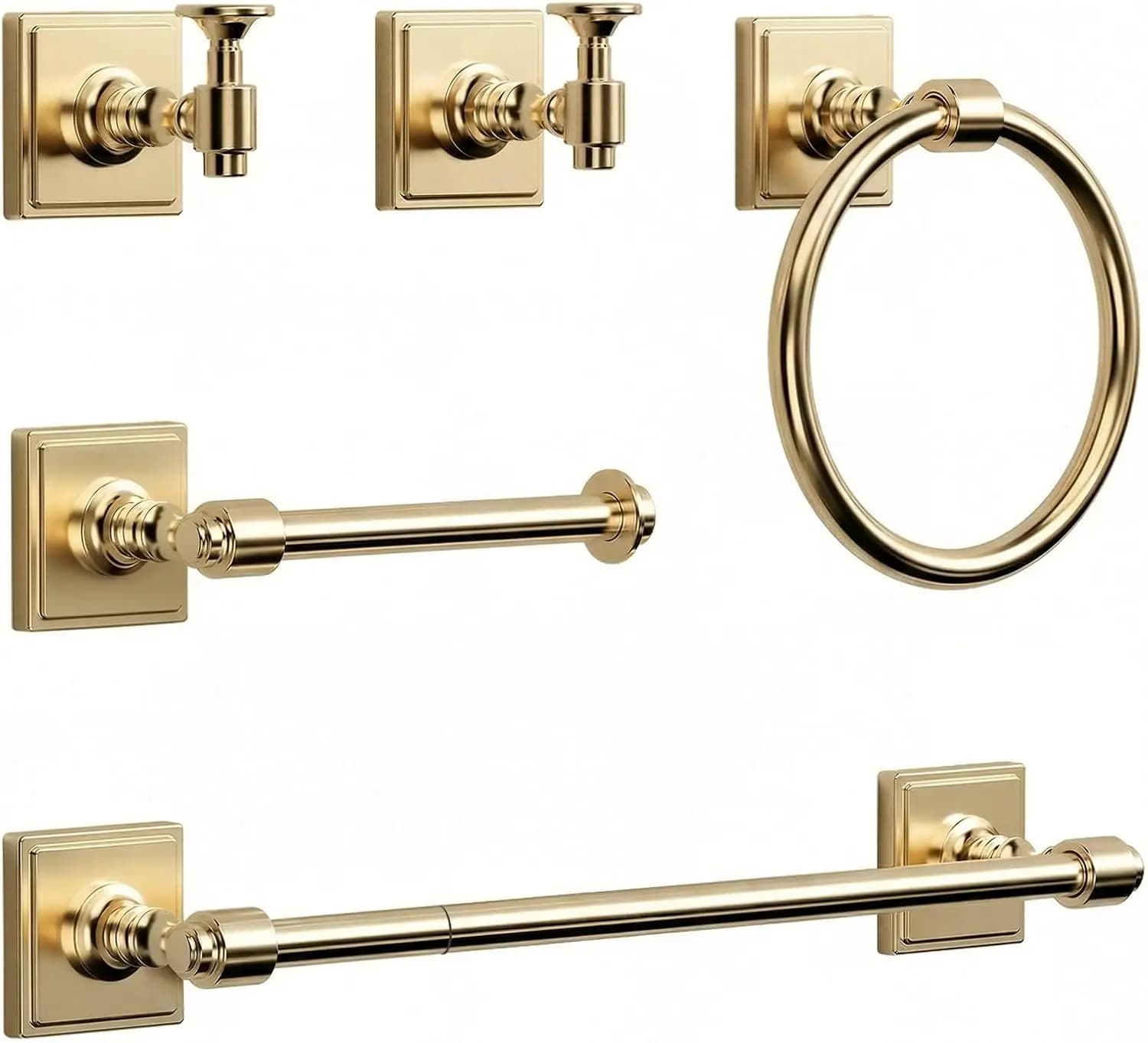 Set di 5 Accessori per Bagno in Acciaio Inox SUS304, Portasciugamani da Parete 24'', Finitura Oro Champagne