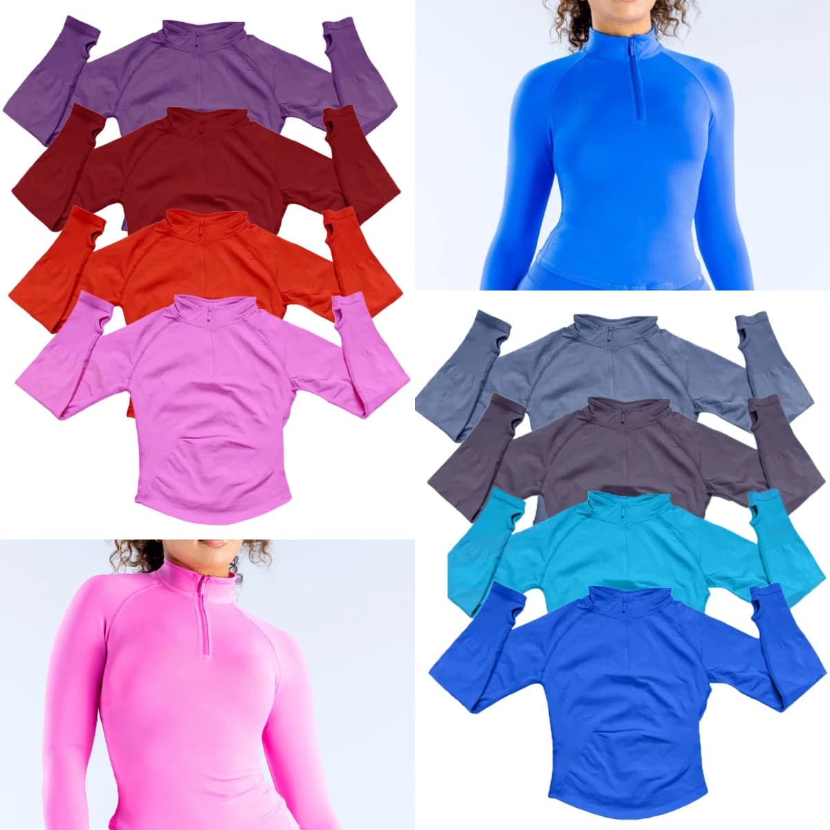 Long Sleeve Yoga Women impact Half Zippy Longline Sports Top Sweatshirt Gym Shorts Fitness Suits Running Workout tracksuit