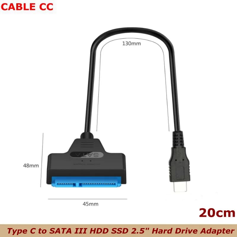 Cavo adattatore SATA a USB 3.0 USB-C per disco rigido SSD HDD esterno da 2,5 pollici Cavo SATA 3 22PIN USB 2.0 a SATA III fino a 6 Gbps