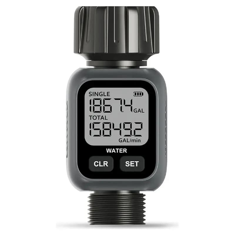 ABDJ-Digital Garden Hose Water Flow Meter 4 Display Modes 3/4" Volumetric Rate Volumemeter IPX5 Waterproof Irrigation Gauge