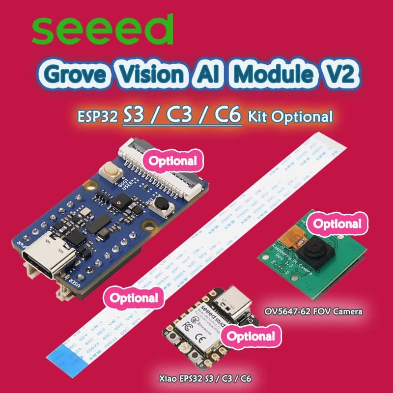 Seeed Grove Vision AI Module V2, ESP32 S3 /C3 /C6 Kit Optional,Arm Cortex-M55 Ethos-U55,TensorFlow PyTorch, Arduino,Raspberry Pi