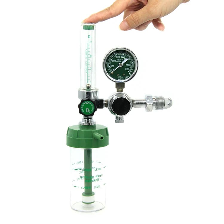 Regolatore di Ossigeno Medicale DEM SR0190M con Corpo in Ottone di Precisione Industriale e Umidificatore
