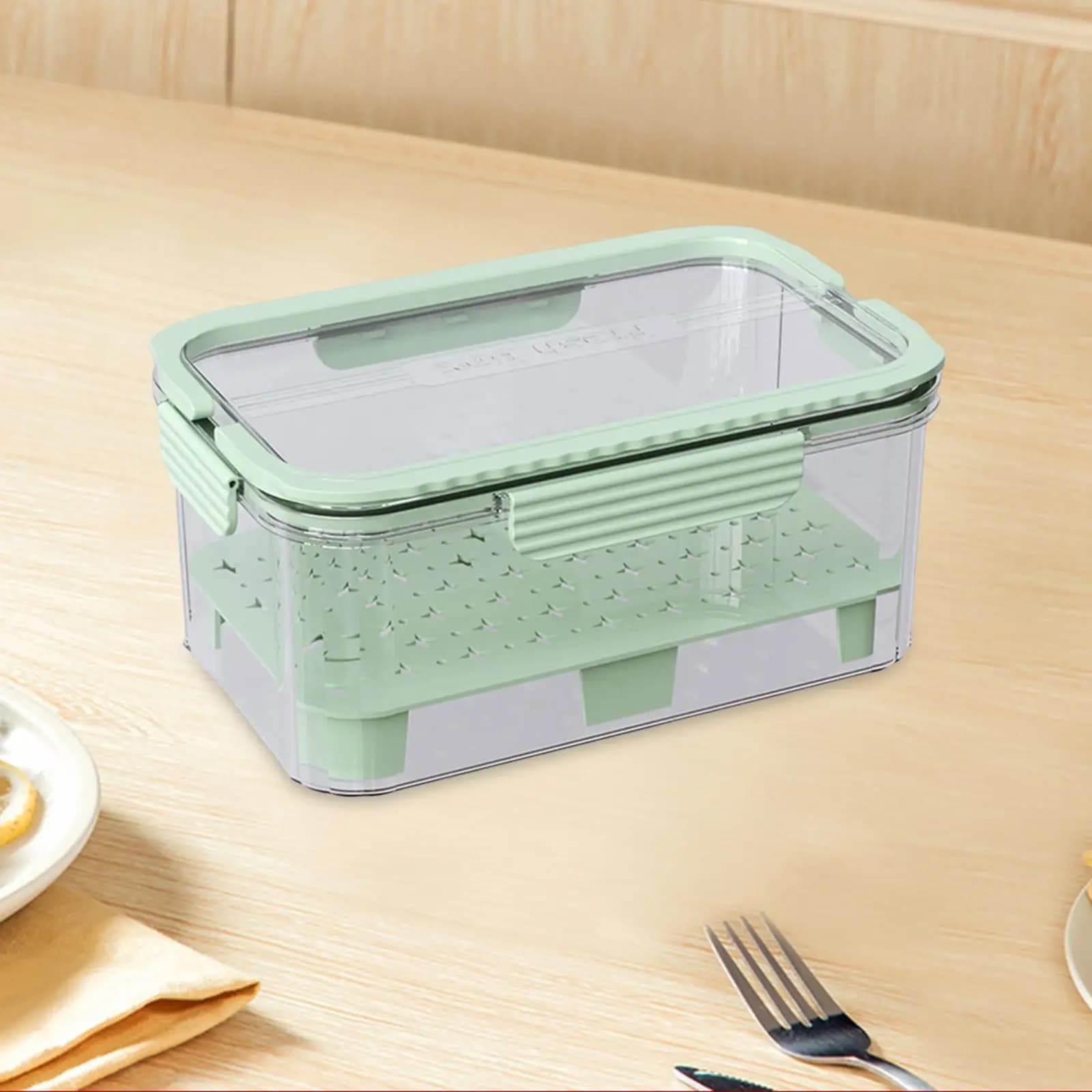 Ice Chilled Camping Food Container Fruit Storage Container 9.06x5.91x4.25inch Portable Tight Seal Snack Box for Fridge Meal