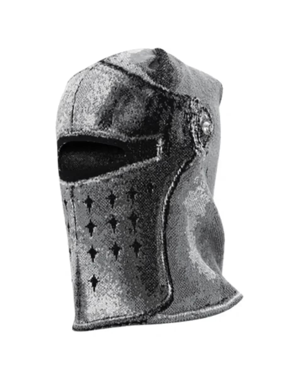 Vintage Knight Helmet Balaclava Knitted Mask Headgear Thug Club 23SS