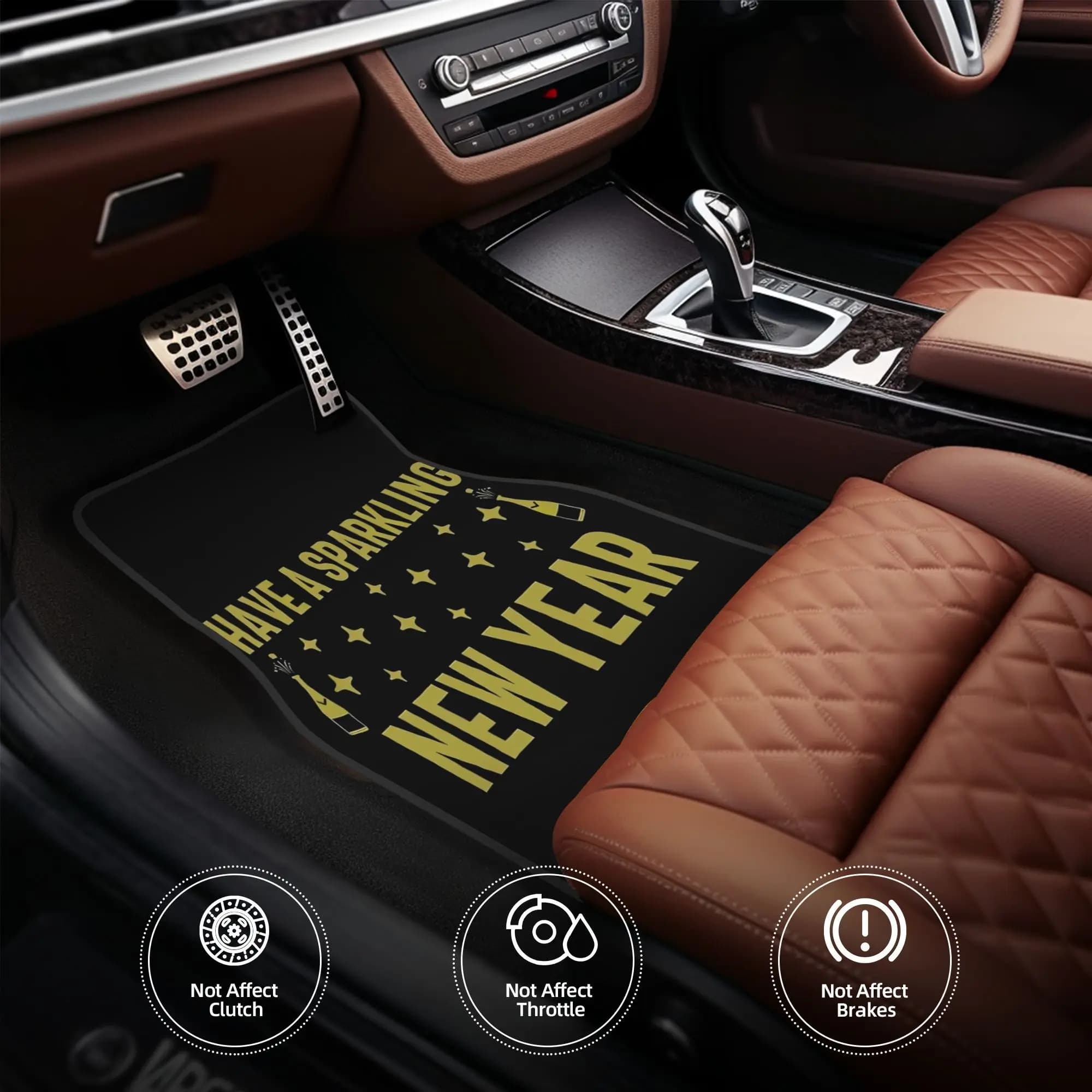 4pcs Have A Sparkling New Year Happy New Year 2024 Celebration, Sparkling Wine Humor Car Floor Mats, Durable, Fit For Cars, Idea