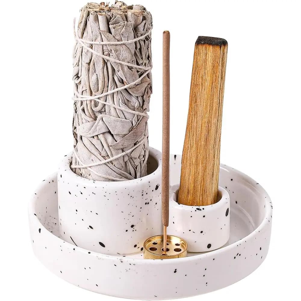 White Minimalist Incense Holder with Ash Catcher for Sage and Sticks - Ideal for Spa, Yoga, Meditation, and Home Decor