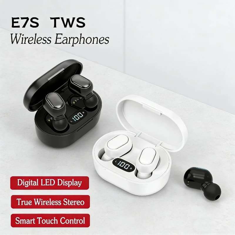 Auricolari Bluetooth E7S TWS 5.2, Cuffie Wireless con Cancellazione del Rumore e Microfono