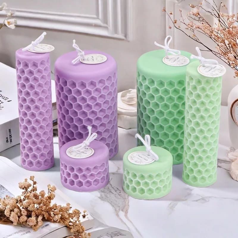 Stampo in Silicone Liquido 3D a Forma di Nido d'Ape Cilindrico Concavo a Punti per Candele, Sapone, Gesso, Aromaterapia - Decorazione Regalo
