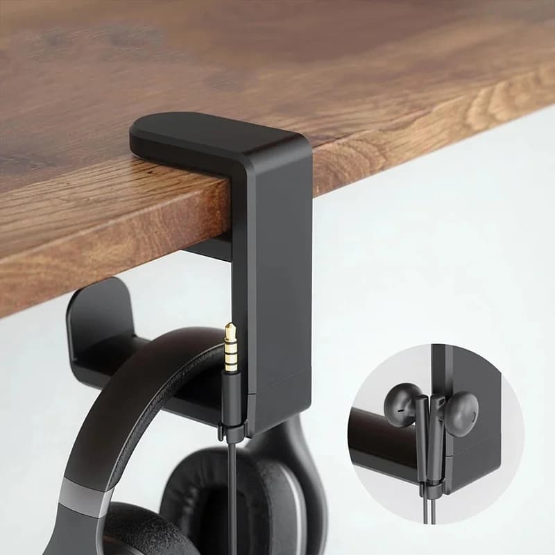 Universal Desktop 360° Rotating Headphone Stand Adjustable Headset Holder PC Gaming Headset Desk Hanger Hook Earphone Organizer