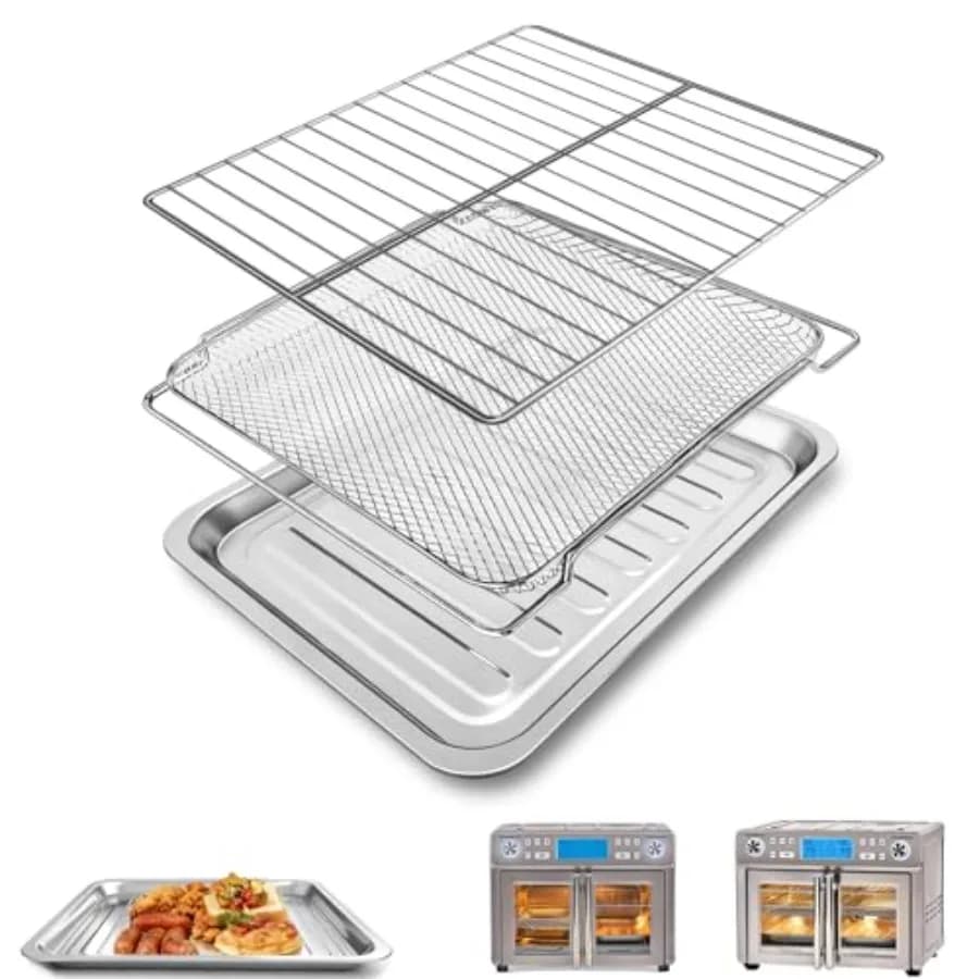 Set per Friggitrice ad Aria per Forno Friggitrice ad Aria Dual Zone 360 di Emeril Lagasse, 25 QT Extra Large, Vassoio in Acciaio per Friggitrice ad Aria, Piastra per Griglia