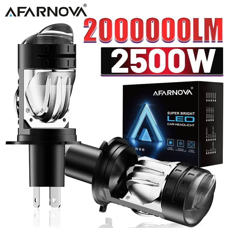 2Pc Proiettore H4 Lente LED Lampadina per fari auto Mini Bi LED 200000LM 2500W CANBUS Turbo Auto Lampadine per moto H4 Luce alta e bassa 12V