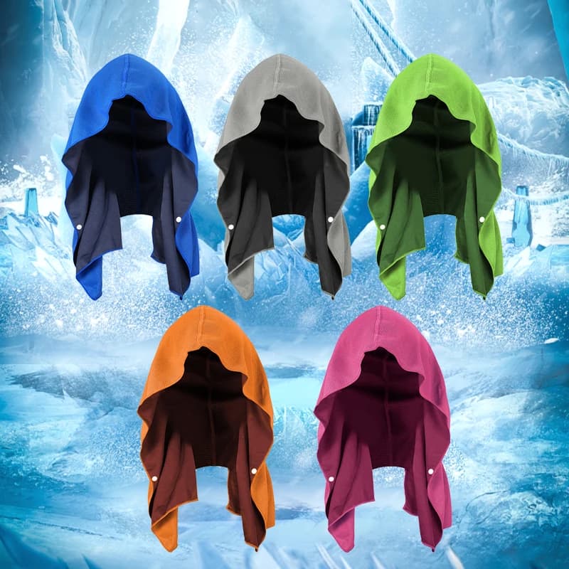 Cooling Hoodie Towel- Hood Towel, Cools Instantly When Wet Evaporative Cool Technology, Great for Sports, Fitness, Gym