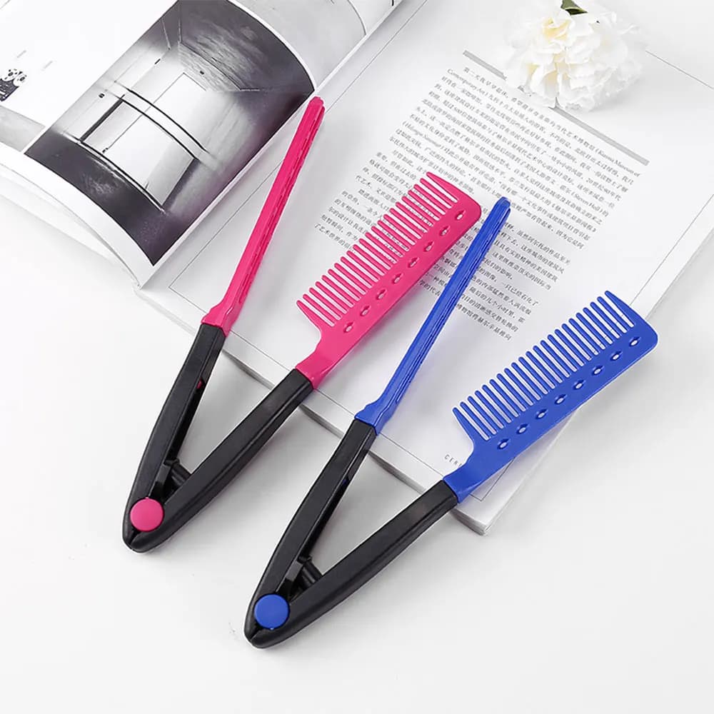 V Shaped Clip Hair Comb Updo Styling Comb Women Household Hair Straightening Comb