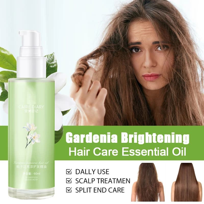 Gardenia Shine Oil essenziale per la cura dei capelli, aumenta la lucentezza dei capelli, capelli lisci, capelli soffici, permanente e arricciacapelli per la cura dei capelli lisci