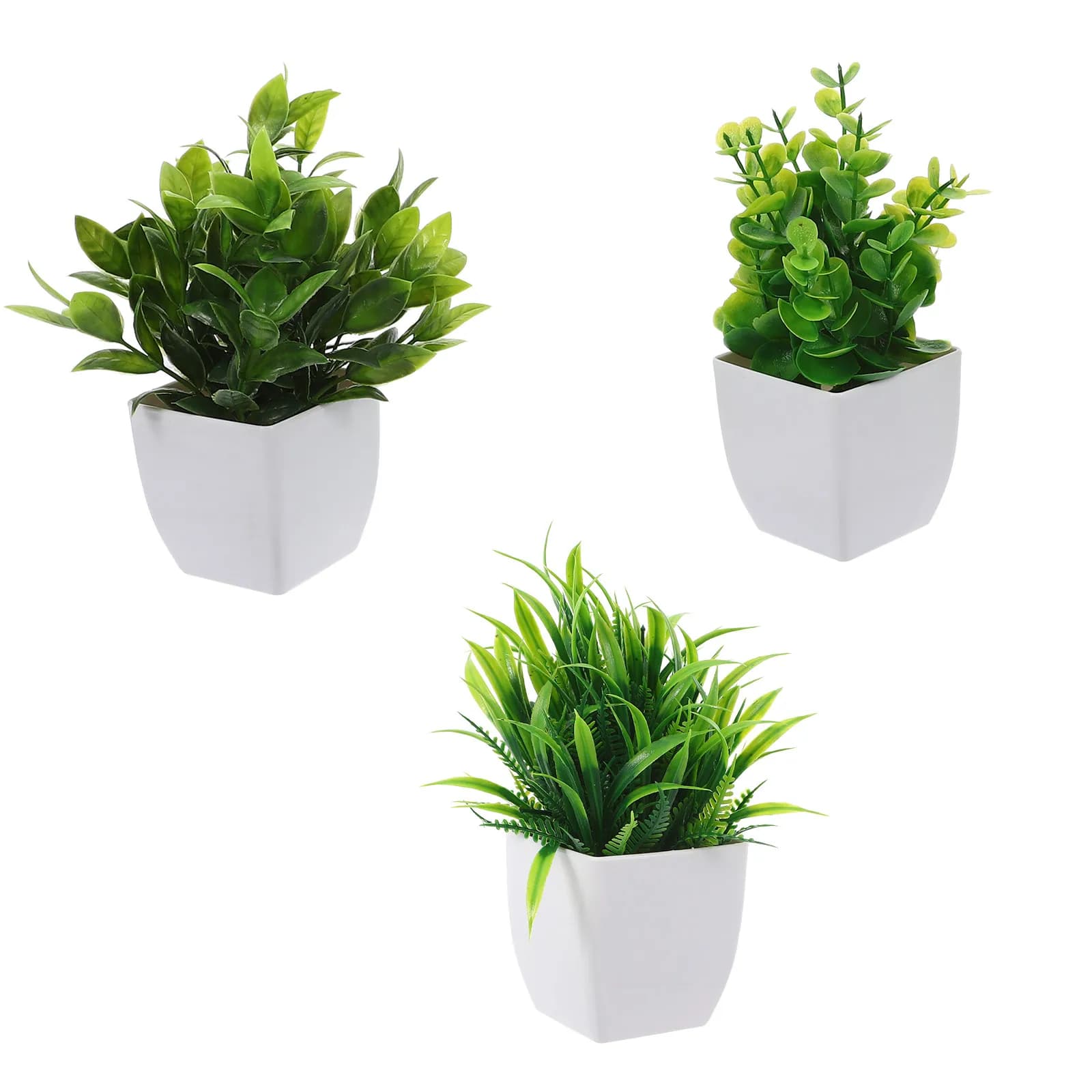 3Pcs Small Artificial Plants in Black Pots Mini Faux Potted Plants for Home Office Decor Enhances Aesthetic Natural Ambiance No