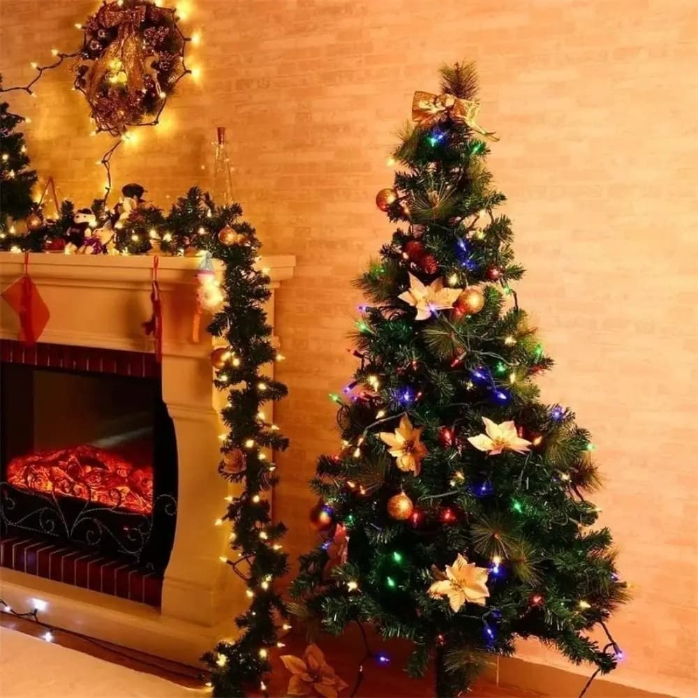 Luci per albero di Natale fata multicolore Luci a stringa LED a filo verde mini luci a batteria impermeabili