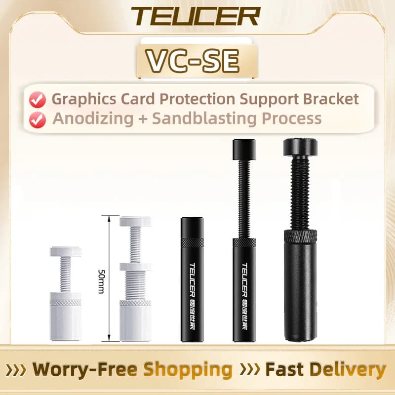 TEUCER VC-Plus Scheda grafica bianca Staffa di supporto GPU Staffa di supporto per scheda video Supporto GPU Supporto anti-cedimento Supporto in alluminio