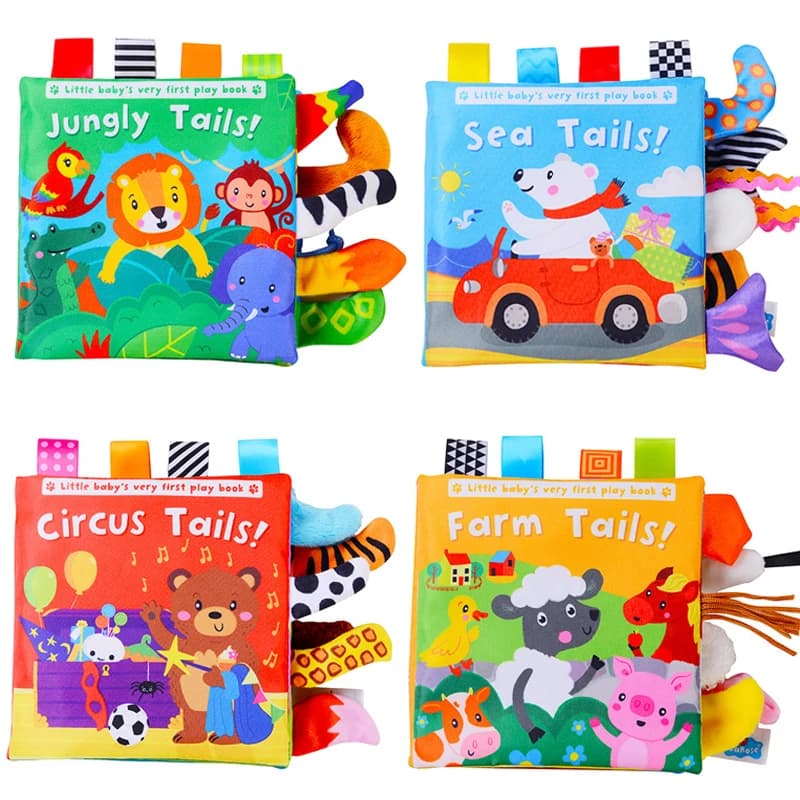 Libro di stoffa con coda di animale Il strappo può morso Libro pop-up Illuminazione educativa Educazione precoce Giocattoli cognitivi infantili 0-3 anni