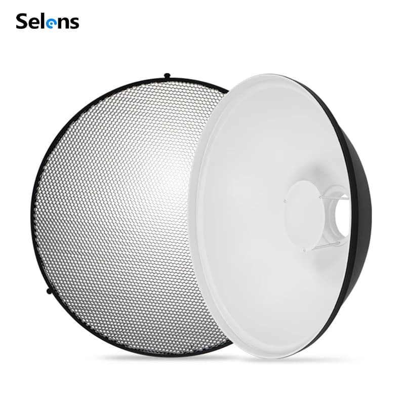 Selens 70 cm Silver/White Interior Beauty Plate Reflector with Bee Nest Grid and Diffuser Kit for Bowens Mount Photography Lighting