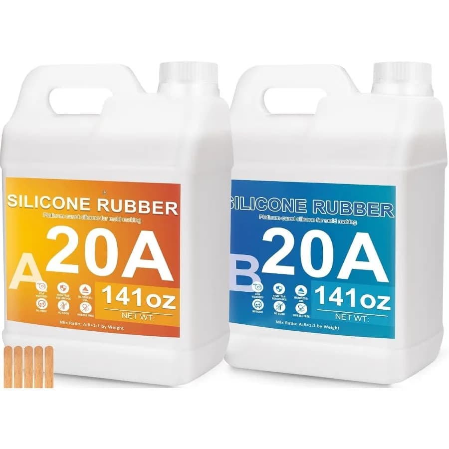 Silicone Mold Making Kit 136oz - 20A Liquid Silicone Rubber (1:1 Mix), Non-Toxic & Bubble Free Platinum Cure Silicone for Making Molds for Resin, Soap, Concrete, Craft Molds