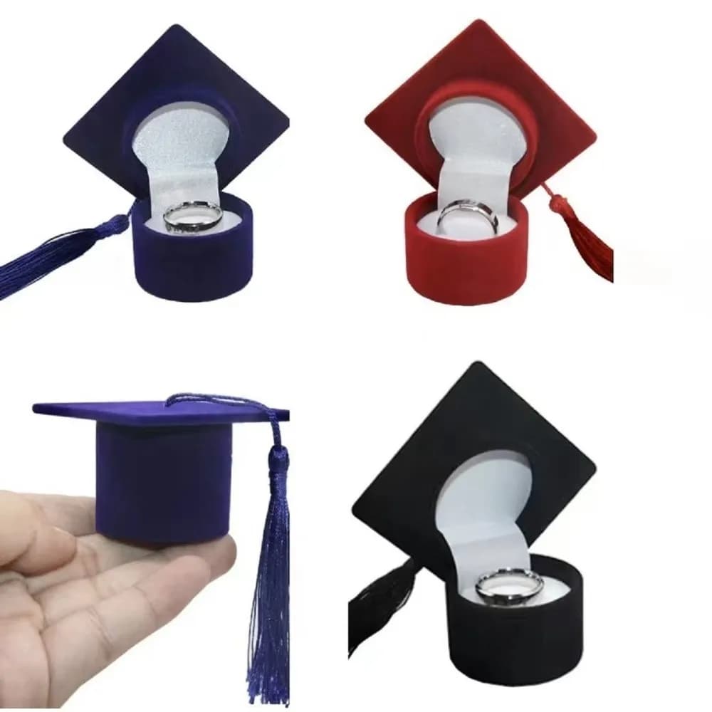 New Composites Doctoral Hat Ring Box Doctoral Hat Shape Creative Earrings Packaging Box Jewelry Storage Box Jewelry Gift