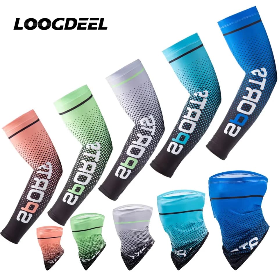 LOOGDEEL LOOGDEEL UV Solar Protection Gloves, Sports Sleeves for Cycling, Fishing, Bikes, Ice Silk, Hand and Arm Protection, for Men and Women