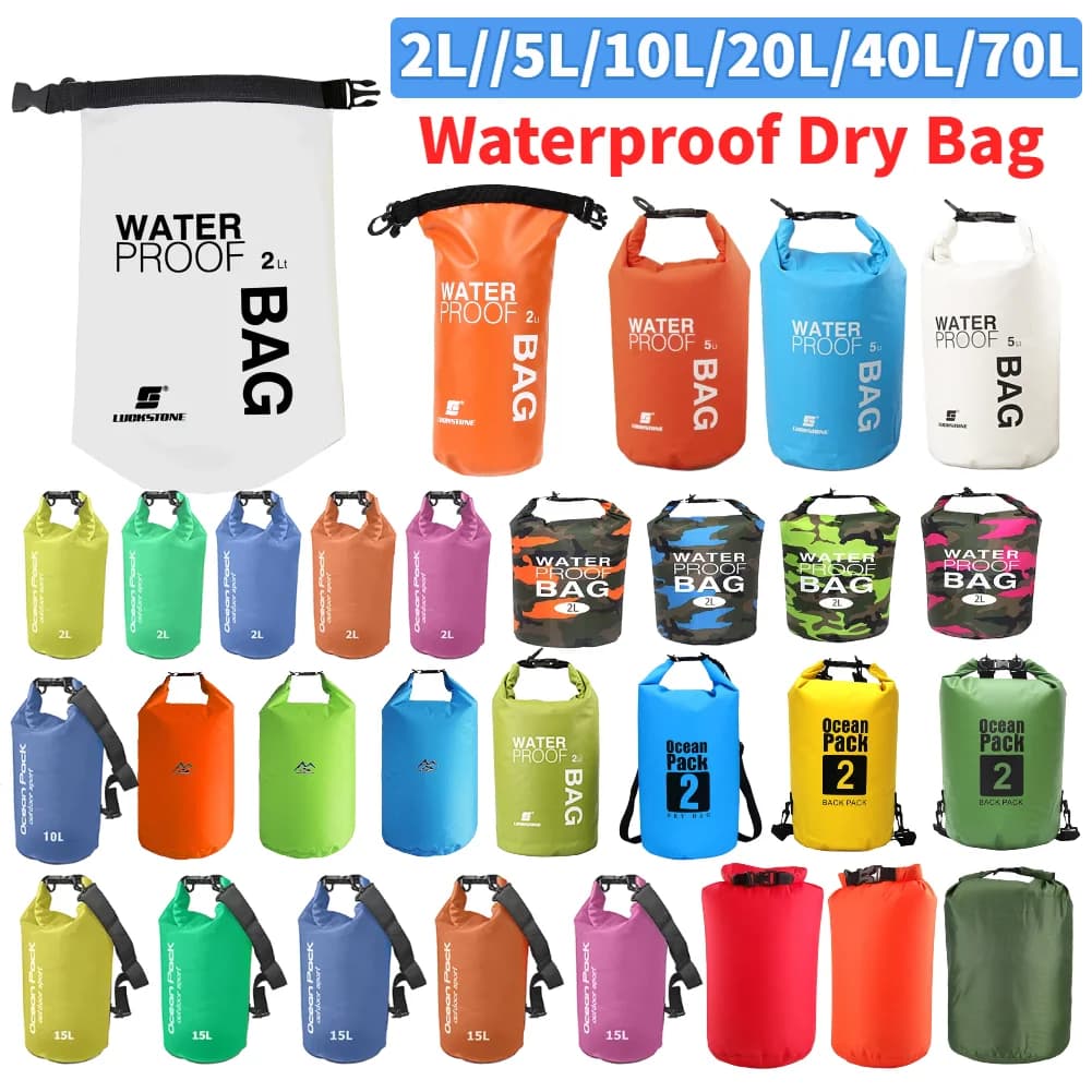 2L/5L/10L/20L/40L PVC Impermeabile Sacchetto Asciutto Rafting Custodia Del Telefono Per Immersioni All'aperto Pieghevole di Stoccaggio Spiaggia borsa da nuoto per il fiume oceano