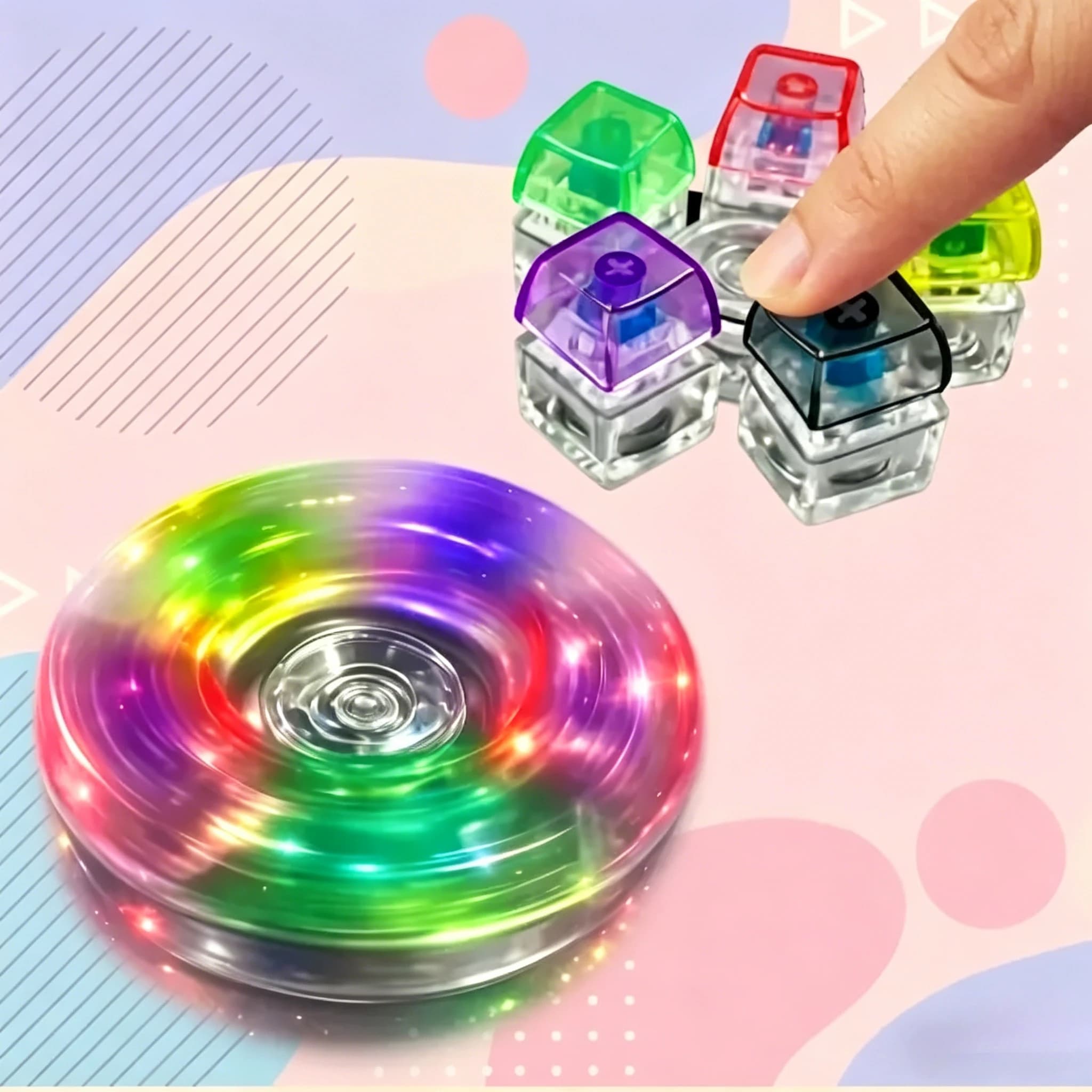 Crystal LED Clicker Spinner: Portachiavi Meccanico con Asse Girevole, Giocattolo da Scrivania Estetico Luminoso, Antistress EDC per Adulti, 2026