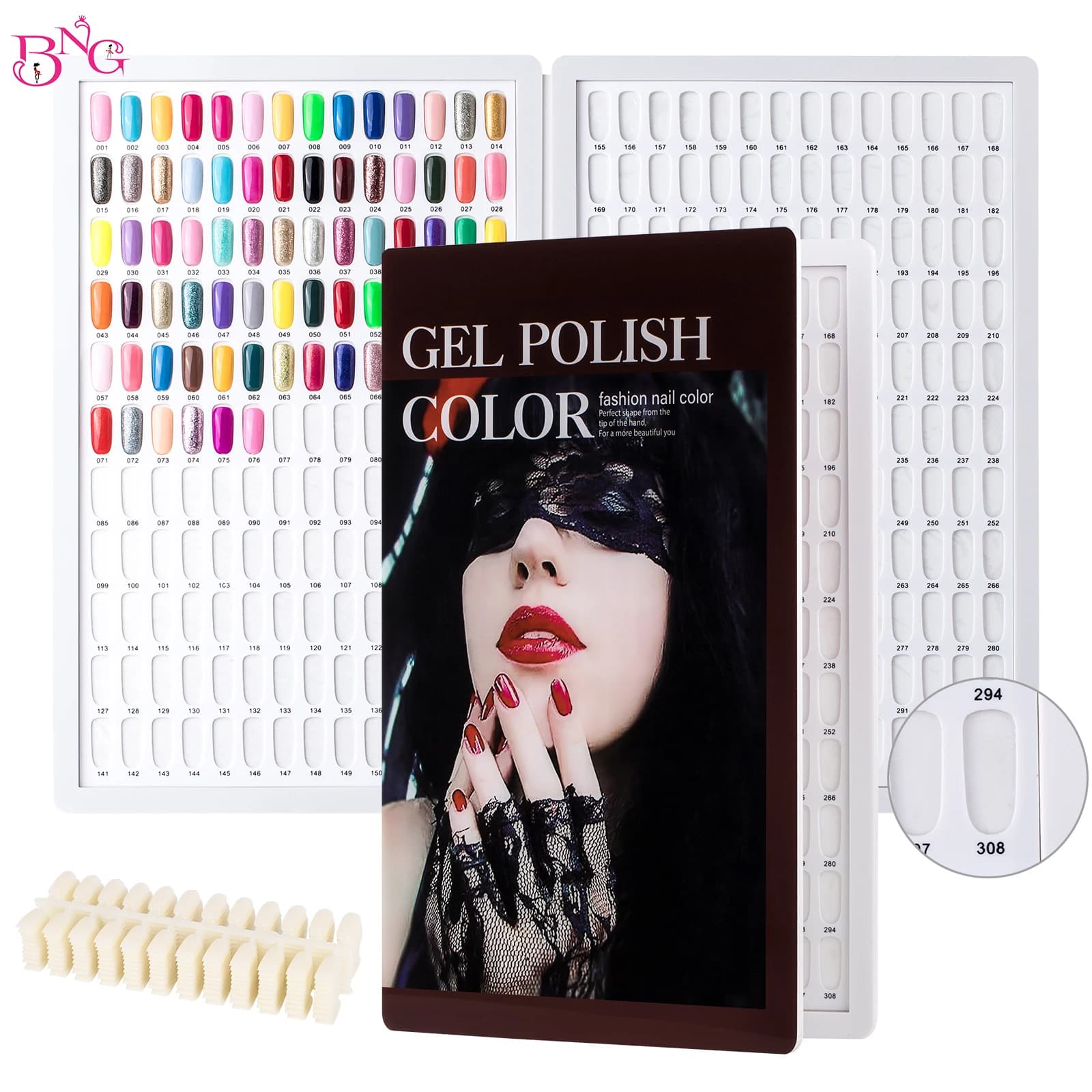 308 acrylic Color display nail polish book nail polish color table with 360 tips Gel Polish Card Board Organizer tools for beauty salons