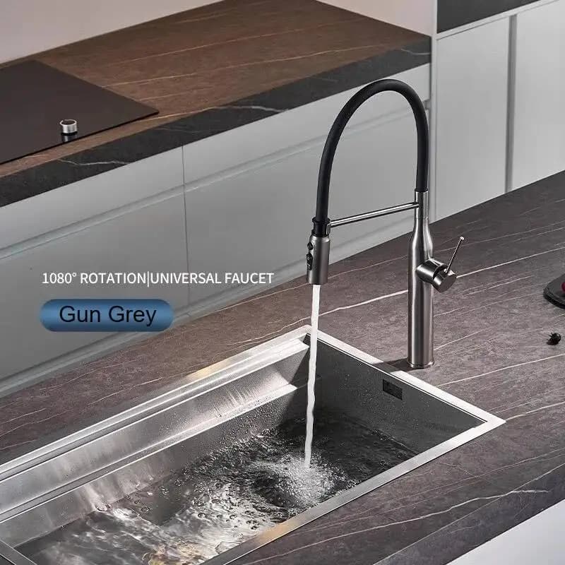 Kitchen Faucet Sink Faucets Rubber Pull Down Stream Sprayer Taps 304 Stainless Steel Rotatable Kitchen Mixer Water Tap Crane