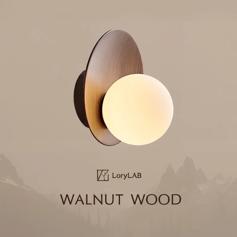 Sfera di vetro in legno di noce Arc Moon, vintage moderno e semplice WabiSabi, applique da parete per soggiorno, comodino della camera da letto, studio, corridoio