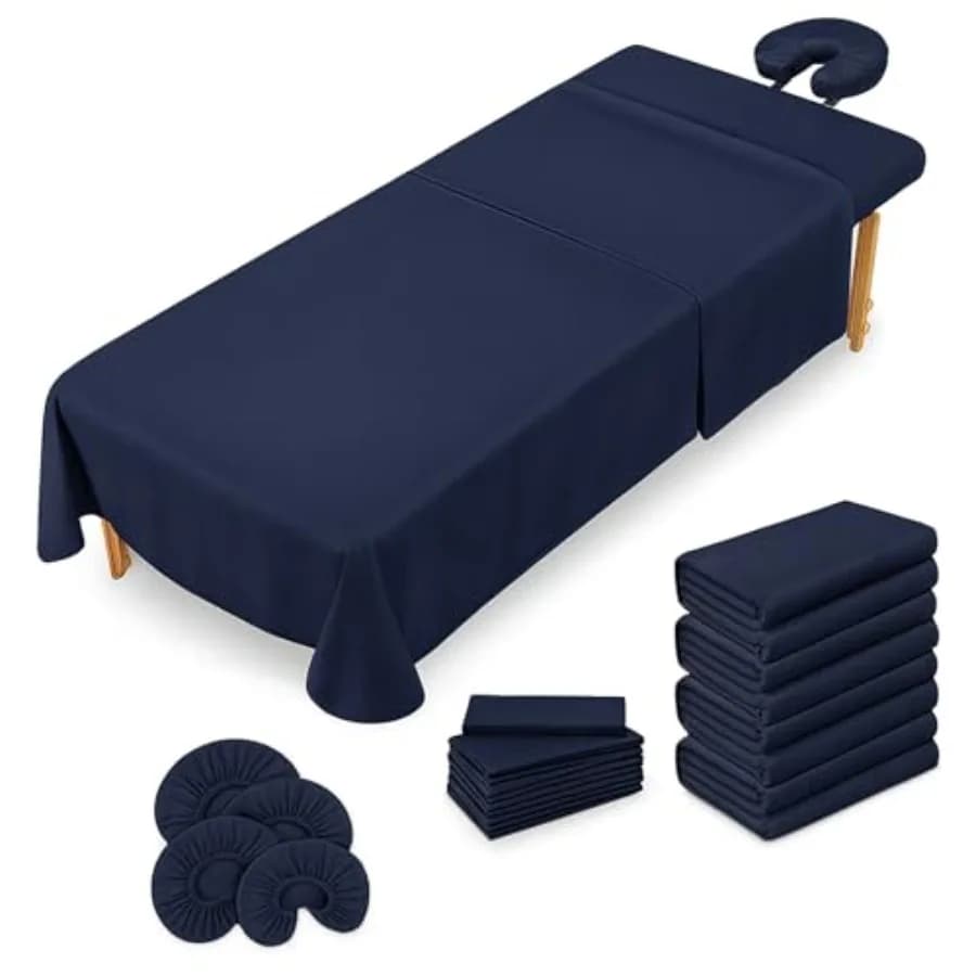 Set di Lenzuola per Lettino da Massaggio 3 Pezzi, 4 Set in Microfibra, Copriletto per Spa Effetto Cotone, Resistente alle Rughe e all'Olio, Morbido e Confortevole