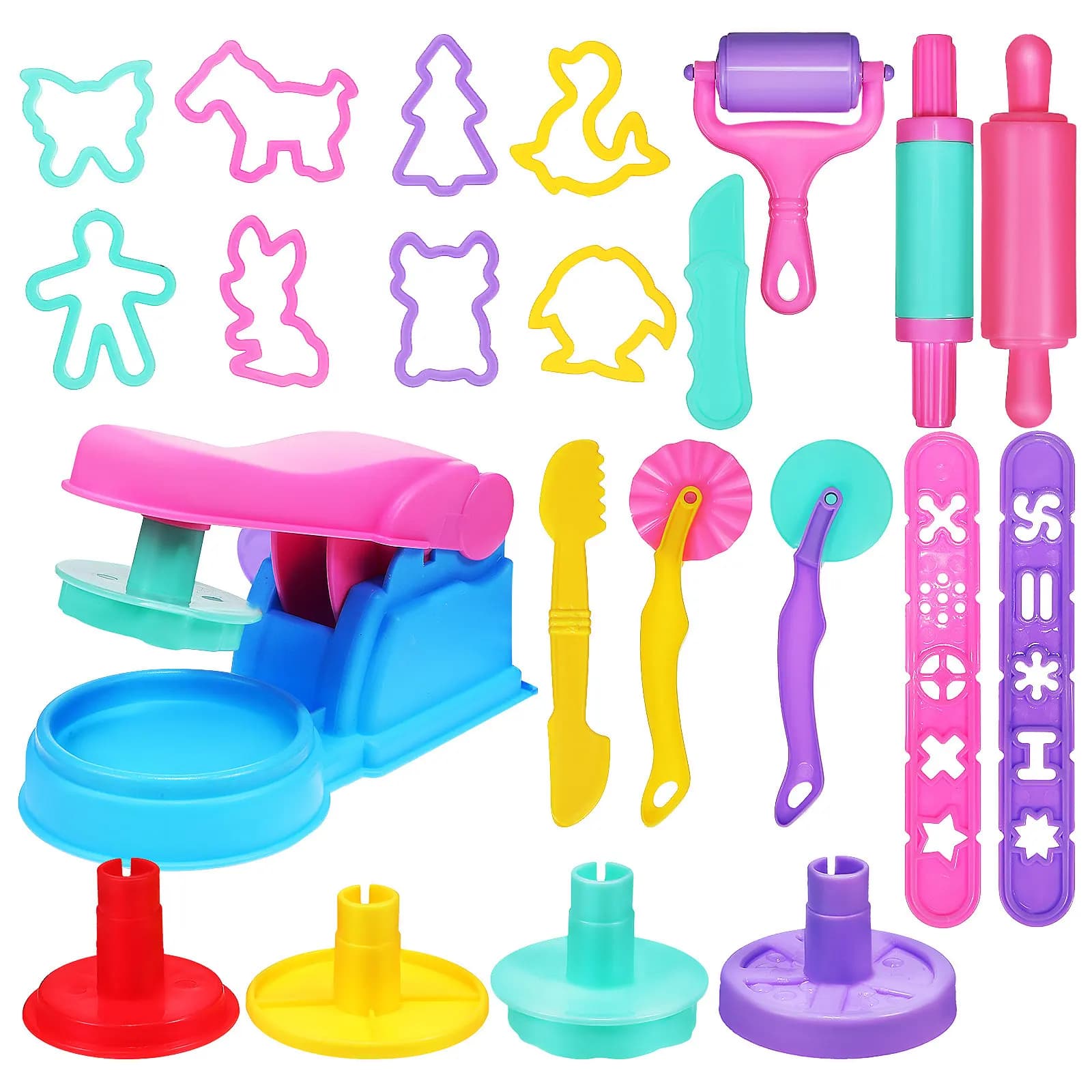 Set di 22 Utensili per Modellare l'Argilla, Stampi per Animali, Kit Creativo per Bambini, Strumenti per Modellare e Stampare