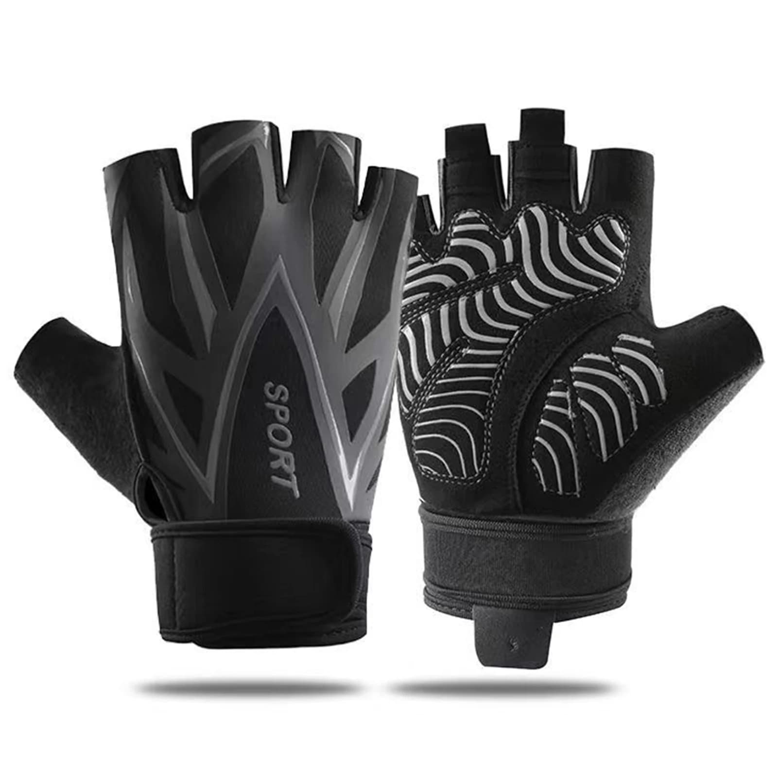 1 pair of adult weight lifting gloves, wrist support, half finger training gloves, for training with dumbbells, gym and cycling exercises