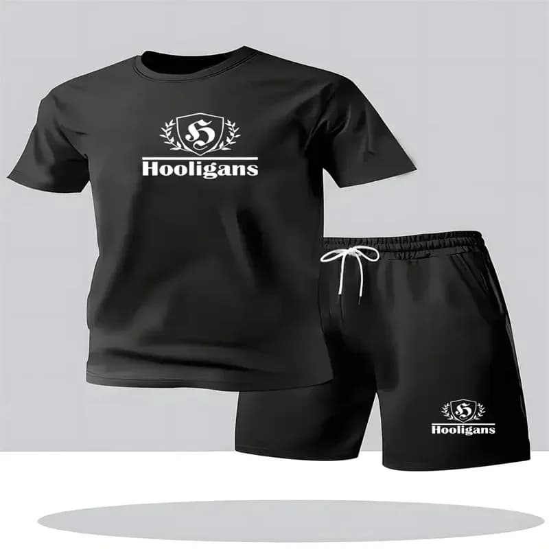 New summer men's casual sportswear - T-shirt and shorts set in two pieces - Men's short-sleeved T-shirt and shorts outfit