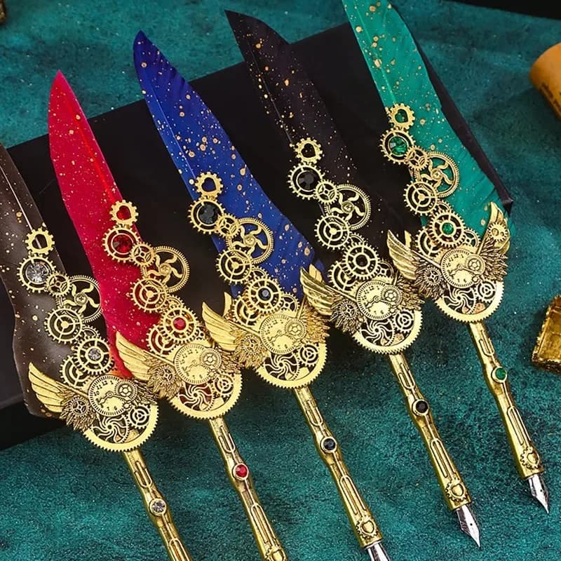 European Style Dip Pen Set New Retro Mechanical Dipping Quill Pen Wholesale Lacquer Seal Student Dip Pencil Pen Gifts
