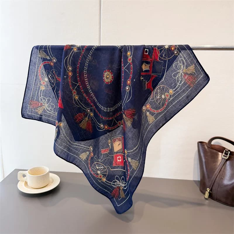 ​​​​​​​Herringbone Scarf Polka Dot Fashion Shawl Women's Lightweight Square Scarf 4in1 Bandana Sun Protection Wrap