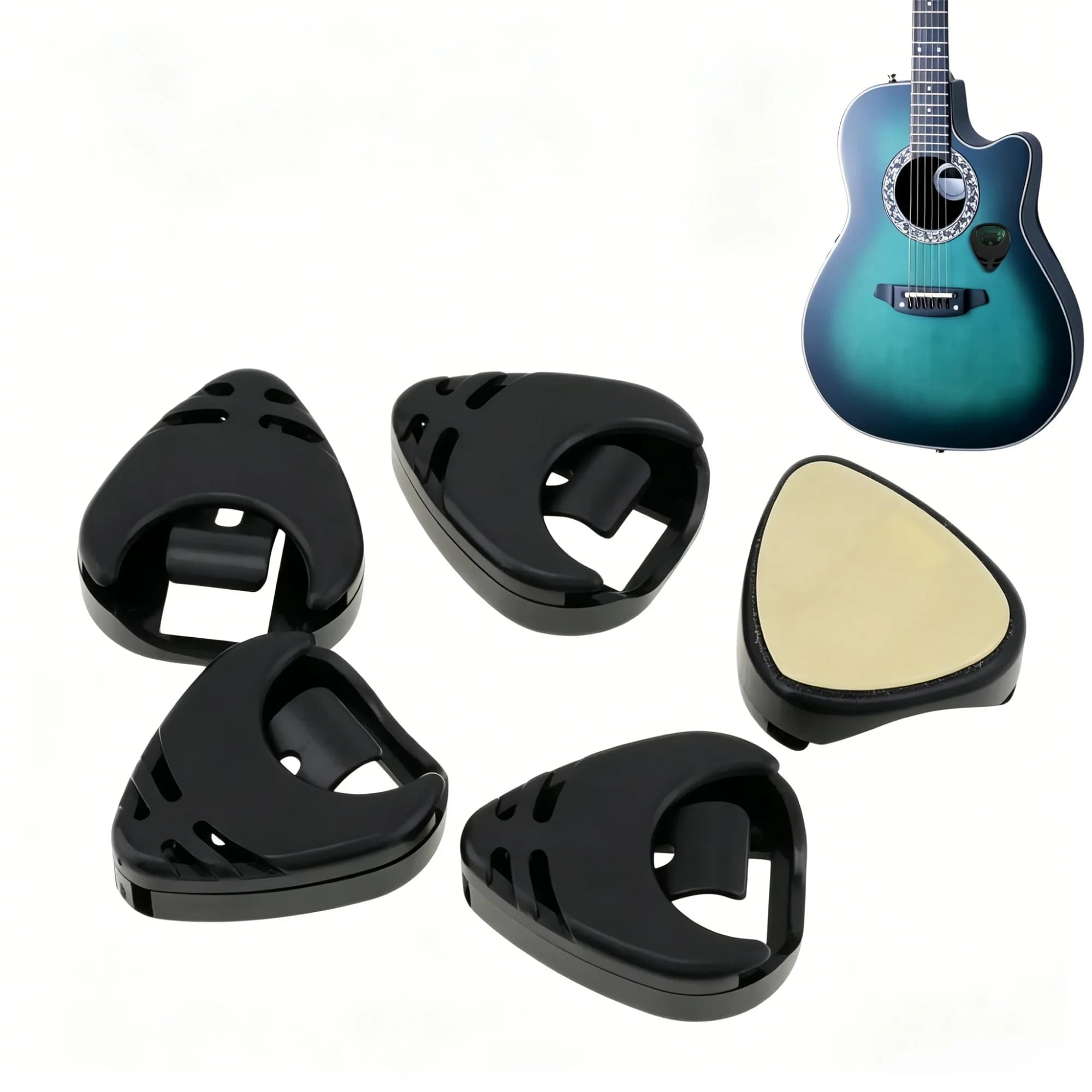 Miwayer 1/5/10Pcs Guitar Pick Holder Plastic Quick Storage Plectrum Case Self Adhesive Triangle Shape for Pick Accessories