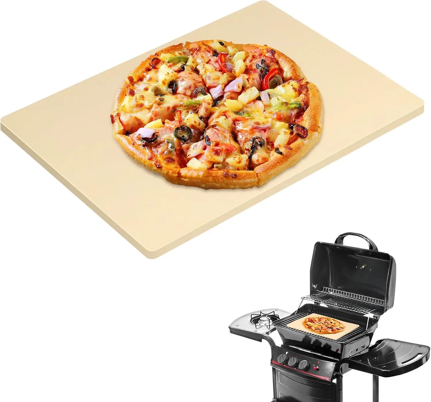 Extra Large Pizza Stone 24" x 18",Cooking Stone for Grill Rectangular, Baking Pizza Stone for bread, Ideal for Grilling Baking S