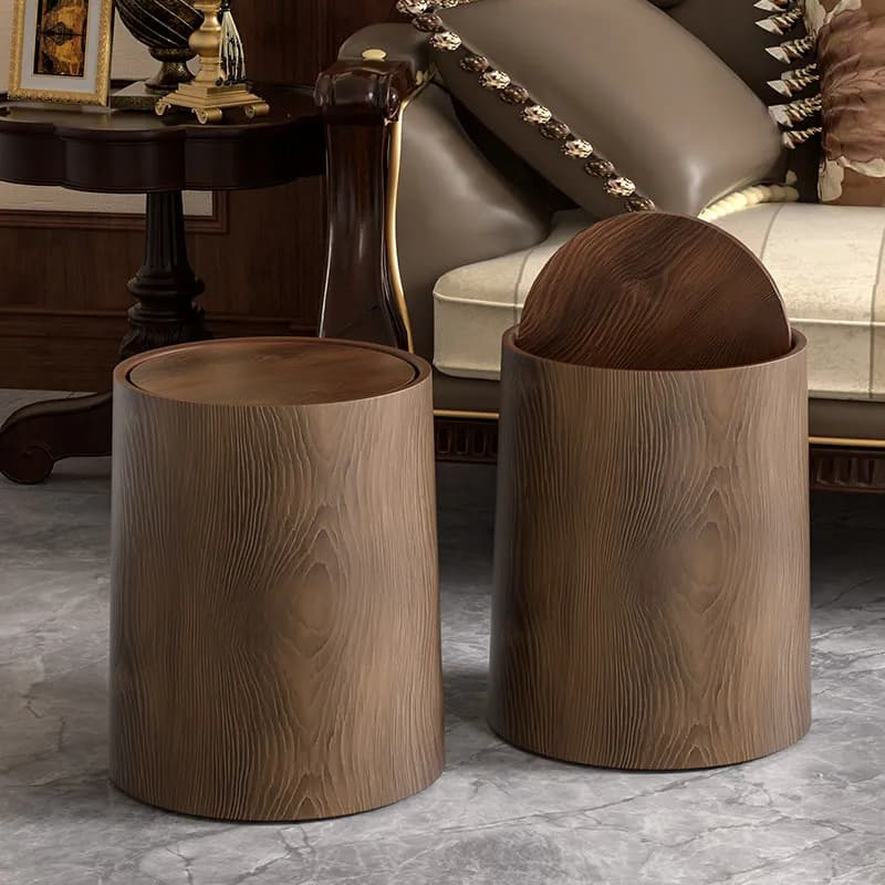 Home Merchandises Retro Imitation Wood Grain Trash Can Large Capacity Living Room Kitchen Toilet Office Commercial Waste Bins